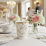 Blommiga Pappersmuggar Beige/Guld
