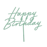 Happy Birthday Akryl Tårtdekoration Matt Grön