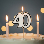 40 År Tårtljus Svart/Vit
