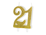 21 År Glitter Tårtljus Guld
