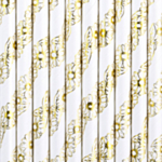 Blommor Papperssugrör Guld/Vit