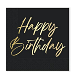 Happy Birthday Servetter Svart/Guld