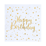 Servetter Happy Birthday Guld/Vit