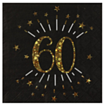 60 År Servetter Guld/Svart
