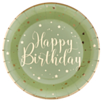 Happy Birthday Papperstallrikar Olivgrön