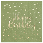 Happy Birthday Servetter Olivgrön