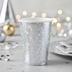 Glittrande Pappmugg Silver