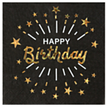 Happy Birthday Servetter Svart/Guld