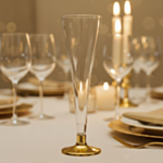 Flöjt Tunna Champagneglas Guld