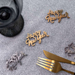 Happy New Year Träkonfetti Silver/Guld