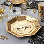 Happy New Year Papperstallrikar Guld