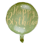 Happy Birthday Folieballong Olivgrön