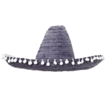 Svart Sombrero Pom Pom Hatt