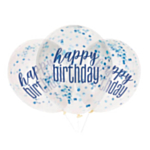 Happy Birthday Konfettiballonger Blå
