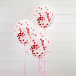 Röda Hjärtan Konfetti Ballonger