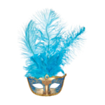 Venedig Mask Med Fjädrar Ljusblå
