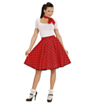 50-tal Polka Kjol Röd