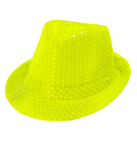Paljett Fedora Neongul