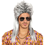 80-tal Rockstar Mullet Peruk Grå