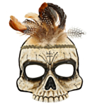 Voodoo Dödskalle Mask Med Fjädrar