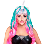 Unicorn Peruk Regnbåge