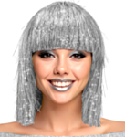 Glitter Disco Peruk Silver