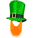 Leprechaun Hög Hatt & Skägg Grön