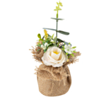 Konstgjord Blomsterdekoration Jute/Vit/Grön