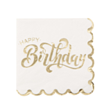 Happy Birthday Servetter Vit/Guld