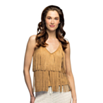 Beige bohotopp med fransar