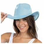 Glittrig Cowboyhatt Ljusblå