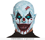 Blodig skräcklatex clownmask ljusblå