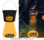 Halloweenhink med pumpa och ljus