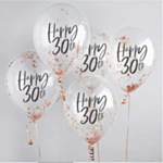 Happy 30th Konfettiballonger Roséguld