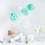 Pom Poms Takdekoration Mintgrön/Vit