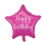 Happy Birthday Stjärna Folieballong Rosa