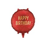 Happy Birthday Rund Folieballong Mörkröd
