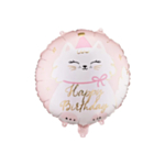 Happy Birthday Katt Folieballong Ljusrosa
