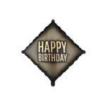 Happy Birthday Kvadrat Folieballong Svart/Guld