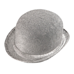 Silverglittrig bowlerhatt