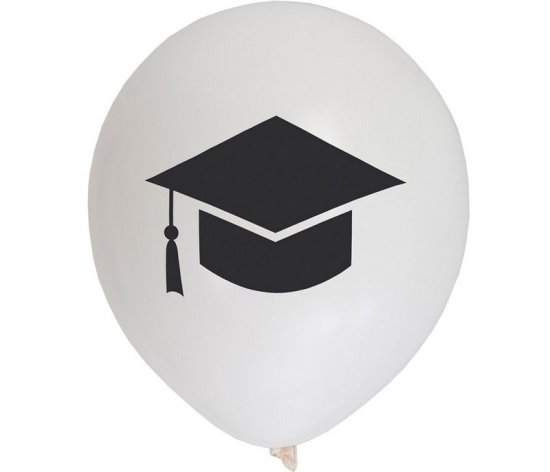 Studentmössa Rund Vit Heliumballong 46cm main image 1