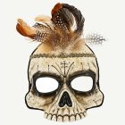 Voodoo Dödskalle Mask Med Fjädrar