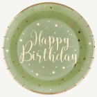 Happy Birthday Papperstallrikar Olivgrön