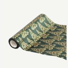 Velour Bladmotiv Bordslöpare Grön/Guld