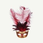 Venedig Mask Med Fjädrar Röd