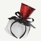 Röd Glitter Mini Cylinderhatt På Hårbåge