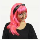 Neon Peruk Med Rosett Rosa