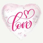 Love Folieballong Rosa/Vit