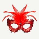 Venedig ögonmask med fjädrar röd