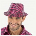 Glitter Tigertryck Fedora Rosa